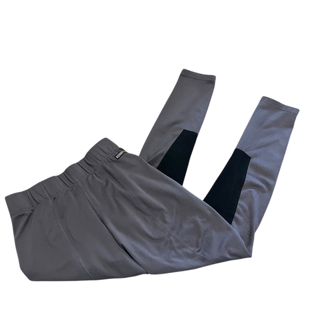 Kerrits Riding Pants Women’s Medium Gray Suede Knee Patch Leggings Equestrian